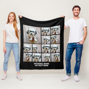 13 FotoCollage Modernes Quadrat Layout Schwarz Fleecedecke