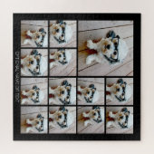 13 FotoCollage Modernes Quadrat Layout Schwarz Puzzle (Horizontal)