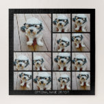 13 FotoCollage Modernes Quadrat Layout Schwarz Puzzle<br><div class="desc">Verwenden Sie für die besten Ergebnisse passende Fotos! Laden Sie quadratische Fotos von Ihrem Handy oder sogar von Instagram hoch, um einen markanten, individuellen Look für Ihre Zuhause zu machen. Sie können Fotos von Freunden oder Haustieren verwenden und dann Ihre eigene Dekoration durch eine Farbänderung anpassen. Verwenden Sie farbige oder...</div>