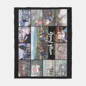 13 FotoCollage Optionaler Text — Familie - schwarz Fleecedecke (Vorderseite)