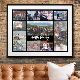 13 FotoCollage Optionaler Text — Familie - schwarz Poster
