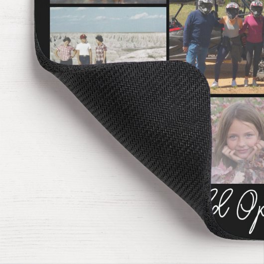 13 FotoCollage Optionaler Text — KANN Schwarz bear Mousepad (Ecke)