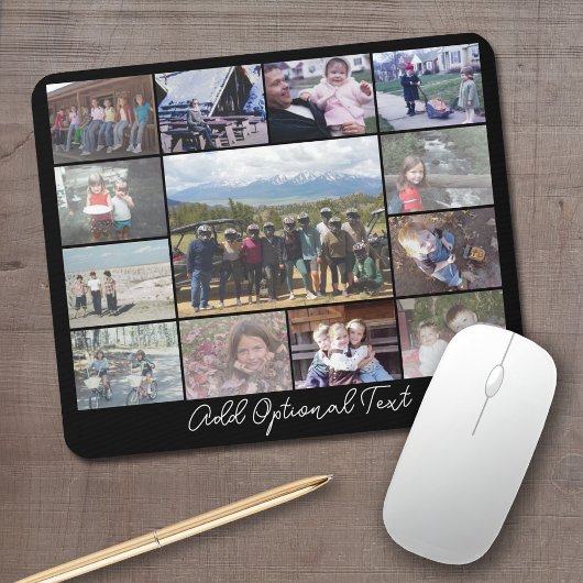 13 FotoCollage Optionaler Text — KANN Schwarz bear Mousepad