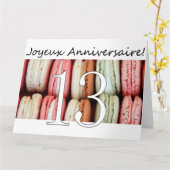 13. Französisch Geburtstag Macaron-Joyeux Annivers Karte (Gelbe Blume)