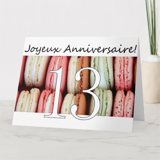 13. Französisch Geburtstag Macaron-Joyeux Annivers Karte (Vorderseite)