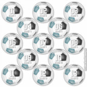 13 Fußballspieler aquamarine Mannschaftsfarben Aufkleber (Vorderseite)