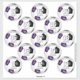 13 Fußballspieler lila Mannschaftsfarben Aufkleber