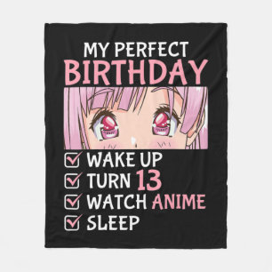 13. Geburtstag Anime 13 Jahre alter Anime Teen  Fleecedecke