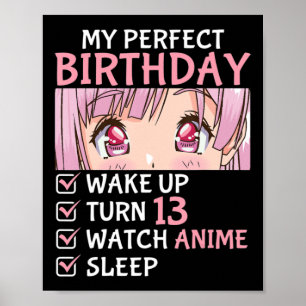 13. Geburtstag Anime 13 Jahre alter Anime Teen Poster