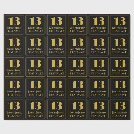13. Geburtstag ~ Art Deco Inspiriert Look "13", Na Geschenkpapier (Saum)