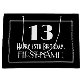 13. Geburtstag: Art Deco  Stil "13", Name Große Geschenktüte
