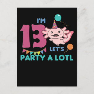 13. Geburtstag Axolotl Dreizehn Jahre alt Axolotls Postkarte