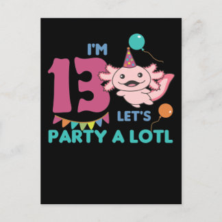 13. Geburtstag Axolotl Dreizehn Jahre alte Axolotl Postkarte