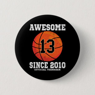 13. Geburtstag Basketball Fan 13 Jahre alt Offizie Button