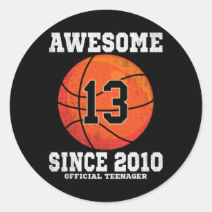 13. Geburtstag Basketball Fan 13 Jahre alt Offizie Runder Aufkleber