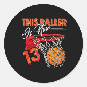 13. Geburtstag Basketball Spaß 13 Jahre Altes Kind Runder Aufkleber