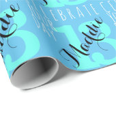 13. Geburtstag Blaue Typografie Geschenkpapier (Rolleneckpunkt)