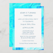 13. Geburtstag Blaues Abstraktes Künstlerisches Co Einladung (Vorne/Hinten)