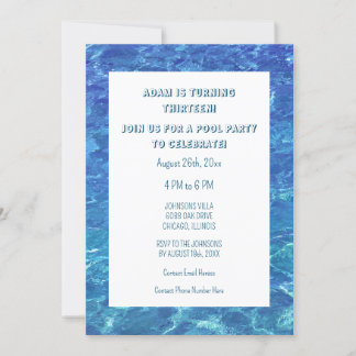 13. Geburtstag Blue Pool Party Wasser Custom Age Einladung