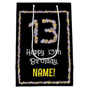 13. Geburtstag: Blumennummer, Individuelle Name, B Mittlere Geschenktüte
