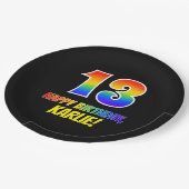 13. Geburtstag: Bold, Fun, Simple, Rainbow 13 Pappteller (Schrägansicht)