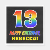 13. Geburtstag: Bold, Fun, Simple, Rainbow 13 Serviette (Vorderseite)