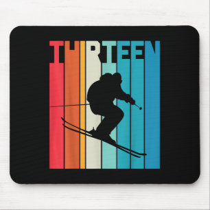 13. Geburtstag Boy Retro Ski Lover Skier 13 Jahre  Mousepad