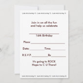 13. Geburtstag, braune Gitarre, Musical Einladung (Rückseite)