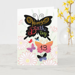 13. Geburtstag Butterlies Handschrift Karte