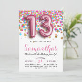 13. Geburtstag Confetti Einladung (Stehend Vorderseite)