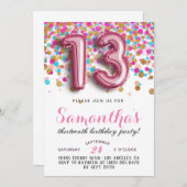 13. Geburtstag Confetti Einladung (Vorne/Hinten)