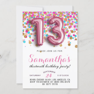 13. Geburtstag Confetti Einladung