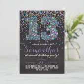 13. Geburtstag Confetti Einladung (Stehend Vorderseite)