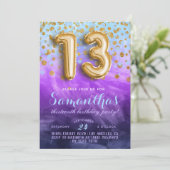 13. Geburtstag Confetti Einladung (Stehend Vorderseite)