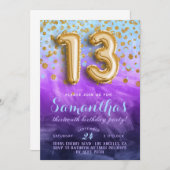 13. Geburtstag Confetti Einladung (Vorne/Hinten)