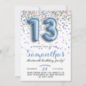 13. Geburtstag Confetti Einladung (Vorderseite)