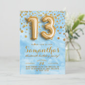 13. Geburtstag Confetti Einladung (Stehend Vorderseite)