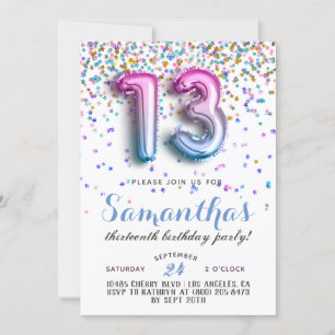 13. Geburtstag Confetti Einladung
