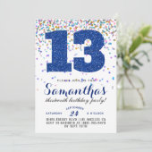 13. Geburtstag Confetti Einladung (Stehend Vorderseite)