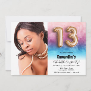13. Geburtstag Confetti Gold Portrait Einladung