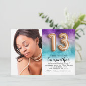 13. Geburtstag Confetti Gold Portrait Einladung (Stehend Vorderseite)