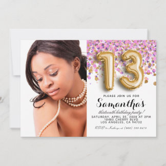13. Geburtstag Confetti Gold Portrait Einladung