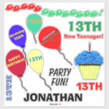 13. Geburtstag Cupcake Balloons Vinyl