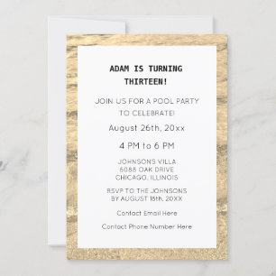 13. Geburtstag Custom Age Name Wasser Simple Trend Einladung