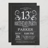 13. Geburtstag Einladung Chalkboard Floral (Vorne/Hinten)