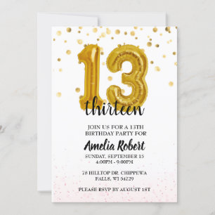 13. Geburtstag Einladung Dreizehn Editable Einladu