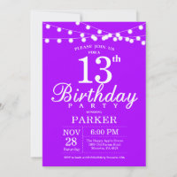 13. Geburtstag Einladung Lila Lavender Lilac