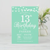13. Geburtstag Einladung Minze Grün (Stehend Vorderseite)