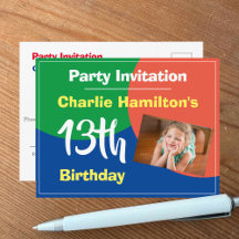 13. Geburtstag Einladung mit Foto Postkarte