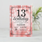 13. Geburtstag Einladung Roter Glitzer (Stehend Vorderseite)